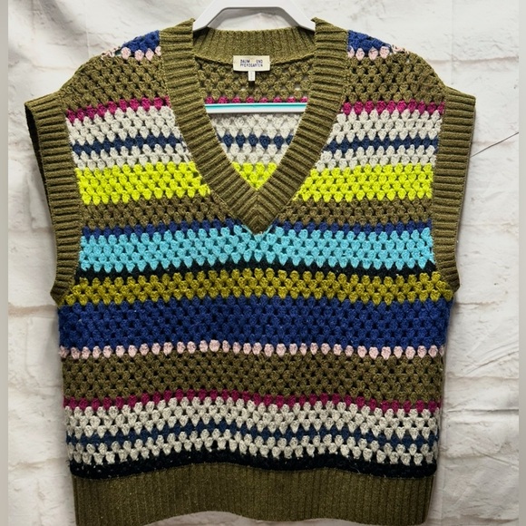BAUM UND PFERDGARTEN V-Neck Co-letta Sweater Vest Multicolor Stripe Prep-py XS - Picture 1 of 5